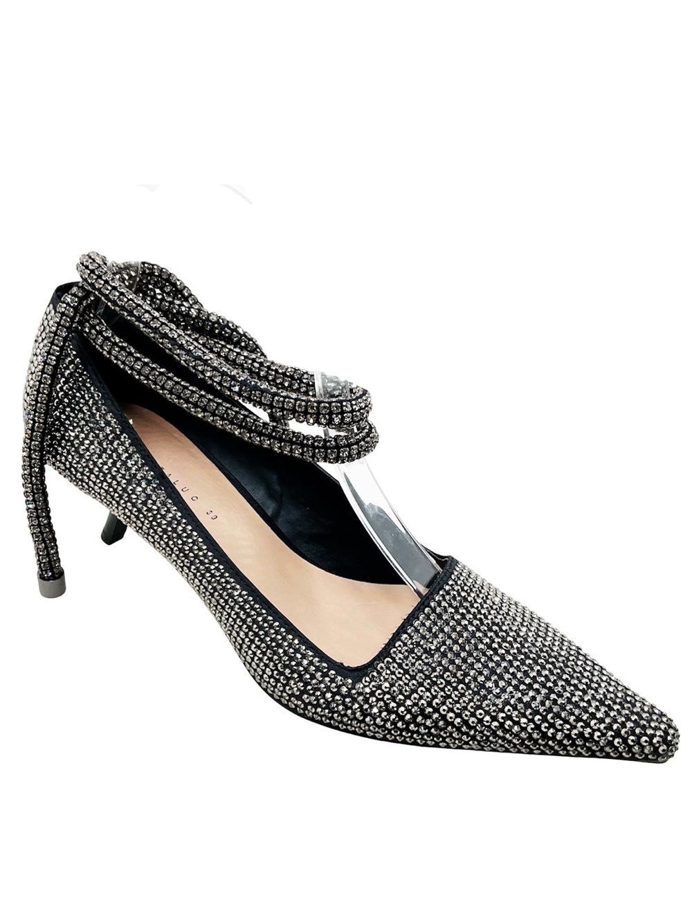 🆕 {ZARA} Pointy Toe Rhinestone Lace-Up Strappy Heels